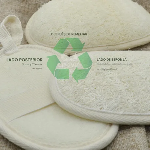 Vista 5 de Exfoliante corporal natural de lufa para ducha, paquete de esponja