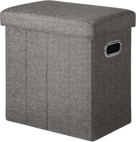 Vista 13 de COSYLAND Otomana con almacenamiento plegable de tela, reposapiés otomano para habitación, muebles plegables pequeños y altos con asas de tapa, 16.5