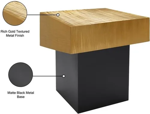 Vista 5 de Meridian Furniture Colección Palladium Modern Mesa auxiliar superior texturizada contemporánea con base de metal negro mate, 18 pulgadas de ancho