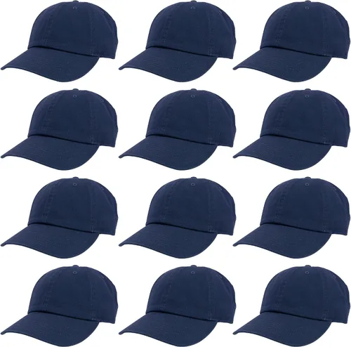 Vista 12 de Gelante Gorras de béisbol 100% algodón liso en blanco tamaño ajustable al por mayor a granel de 12