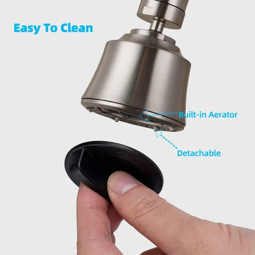 Vista 7 de iFealClear Cabezal de Grifo de Fregadero de Cocina, Cabezal Rociador Giratorio de 360 Grados con 4 Modos de Pulverización, Adaptador Aireador