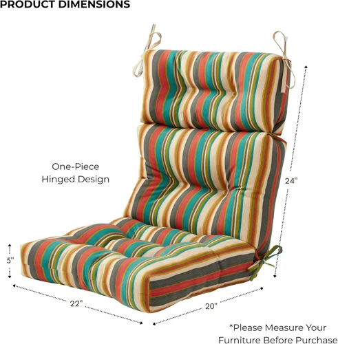 Vista 6 de Greendale Home Fashions Adobe Stripe - Cojín para silla de respaldo alto para exteriores (44 x 22 pulgadas)
