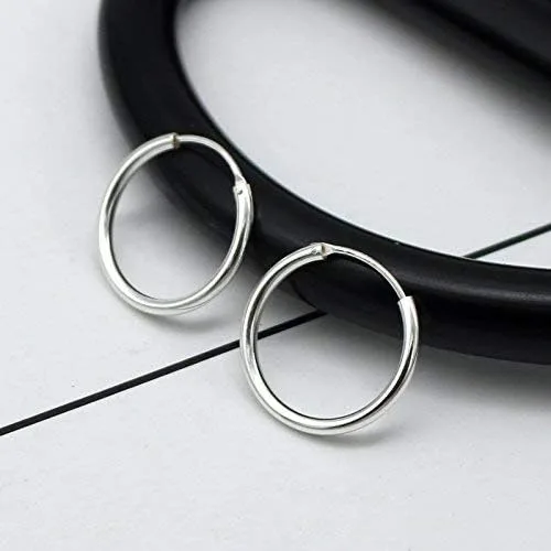 Vista 3 de Aretes de aro de plata para cartílago, pequeño, para mujeres, hombres, niñas, 3 pares de aretes de plata esterlina 925, hipoalergénicos, Tragus