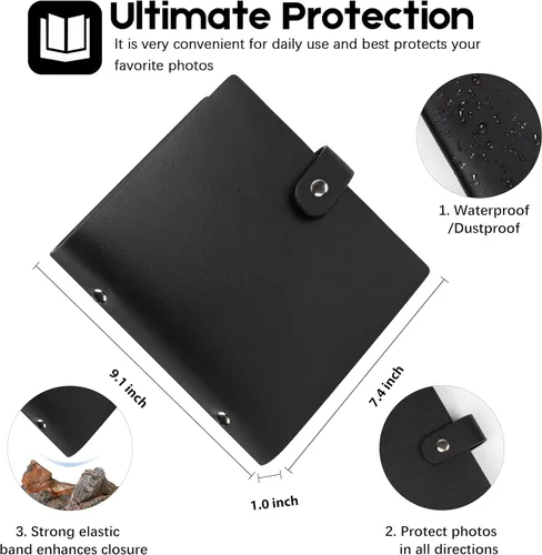 Vista 3 de Paquete de 2 álbumes de fotos de 6 x 8 pulgadas con capacidad para 68 fotos, cubierta de cuero, carpeta de arte para fotos de 6 x 8 pulgadas, álbum