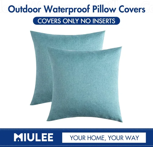 Vista 113 de MIULEE Paquete de 2 fundas decorativas para almohadas de exterior, sólidas, impermeables, de lino sintético, estilo granja de jardín, fundas de Óxido