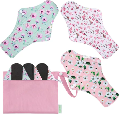 Vista 20 de wegreeco Almohadillas menstruales reutilizables de carbón – Almohadillas sanitarias reutilizables Forros de bragas reutilizables Almohadilla