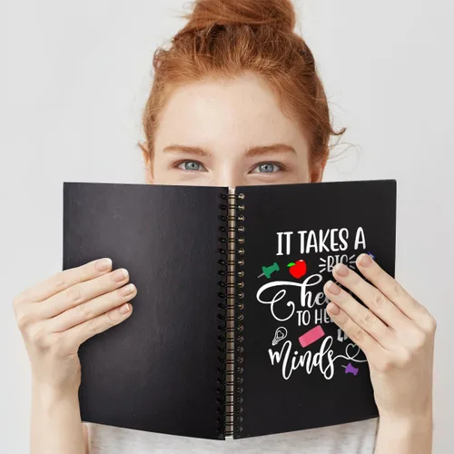 Vista 5 de It Takes A Big Heart - Cuadernos en espiral de tapa dura de 160 páginas de 6 x 8 pulgadas para escribir y dibujar, divertido diario negro o regalo