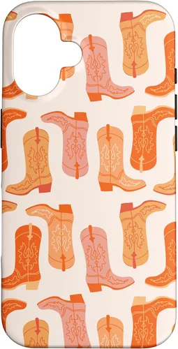 Vista 32 de Cowboy Boot Illustration Preppy Western in Orange Case for iPhone 17