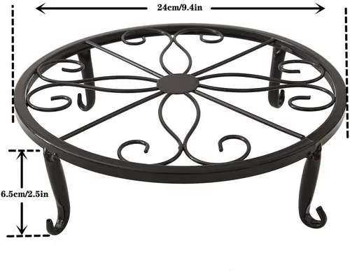 Vista 2 de TYZ Juego de 3 soportes de metal para plantas en maceta (negro)