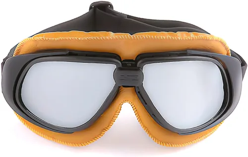 Vista 10 de Anteojos de seguridad para motociclismo, motonetas, medio casco clásico para Vespa, estilo aviador, plegable con lentes transparentes T008 Marco