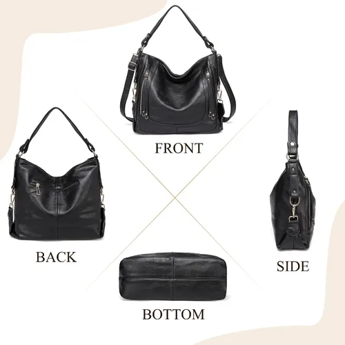 Vista 6 de Kasqo - Bolsas de piel grandes para mujer, con correa desmontable