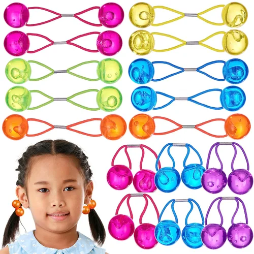 Vista 9 de Colección de 20 piezas de coleteros, bolas de cola de caballo, gomas elásticas, cuentas de pelo de 18 mm redondas, opacas, multicolores, dobles 59.1