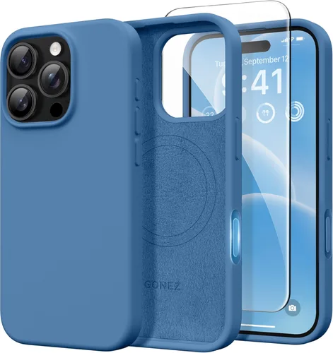 Vista 36 de GONEZ Funda magnética para iPhone 14, compatible con Magsafe, con protector de pantalla + protector de cámara, forro de microfibra antiarañazos