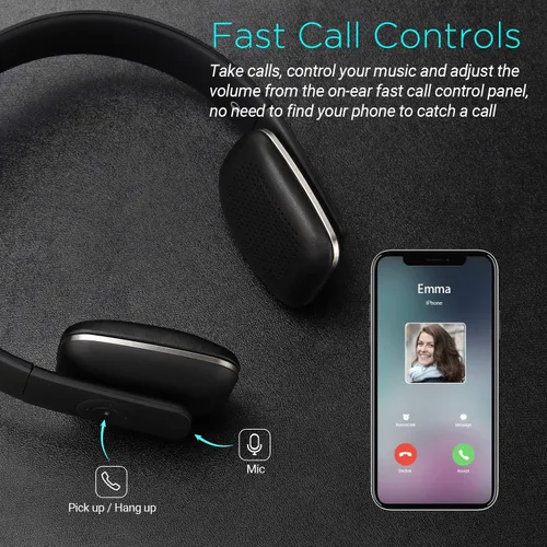 Vista 4 de Auriculares inalámbricos Bluetooth inalámbricos con micrófono, color negro