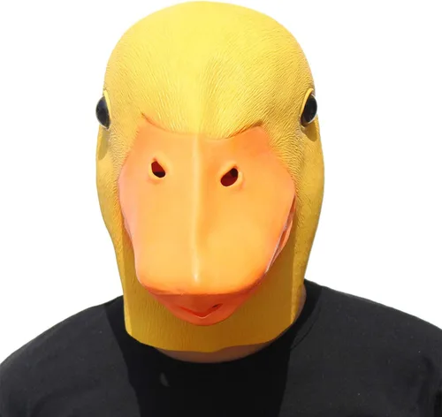 Vista 4 de PartyHop - Máscara de pato amarillo - Máscara de látex de Halloween de cabeza completa