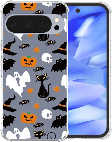 Vista 34 de Funda transparente de Halloween para Google 6a, con patrón de fantasma, funda protectora de TPU suave, delgada, a prueba de golpes, para niños