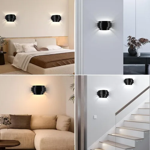 Vista 6 de Lightess Juego de 2 Apliques de Pared, Luces de Pared Recargables con Control Remoto y Bombillas RGB, Aplique de Pared Negro con Batería