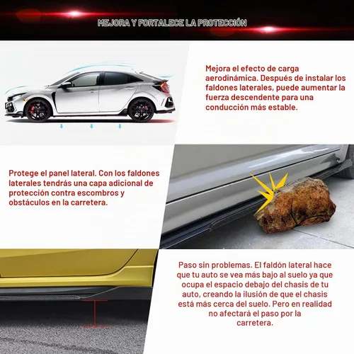 Vista 5 de Xotic Tech - Faldas laterales inferiores para automóvil, protector de panel basculante, divisor de alas, difusor de línea inferior, kit de cuerpo