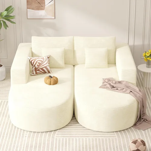 Vista 6 de Sofá cama modular, sofás de nube convertibles para sala de estar, 2 tumbonas de pana sin hueso, sofá cama de gran tamaño para dormitorio,