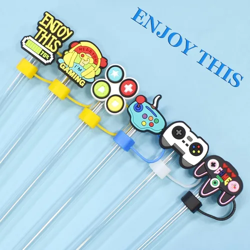 Vista 3 de 19 tapas de pajitas con diseño de juego para vaso Stanley de 40 oz/30 oz, tapa de pajita reutilizable de 10 mm, accesorios bonitos para la parte