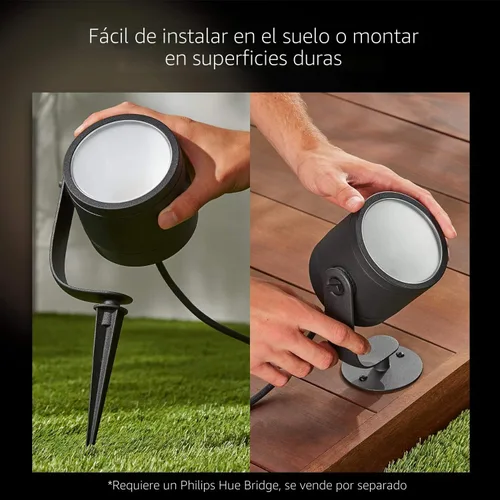 Vista 4 de Philips Hue 1746230V7 - Ambiance Lily XL blanco y de color. Extensión de luz inteligente para exteriores (se requiere Hue Hub), 1 foco + kit