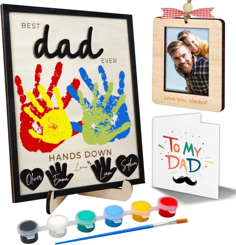Vista 23 de Regalos personalizados de béisbol con texto en inglés «We Caught the Best Dad», regalos para el Día del Padre de parte del hijo, marco de madera