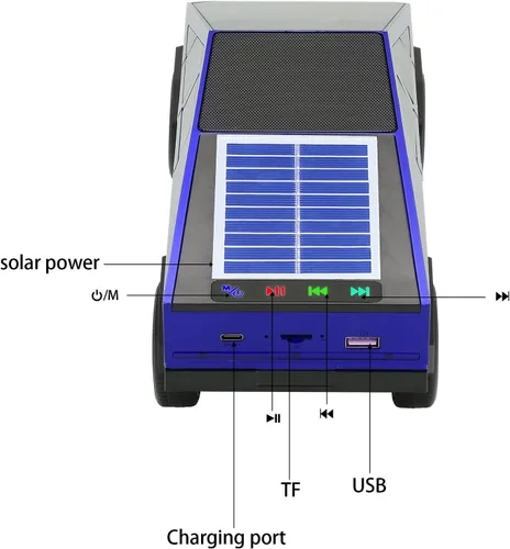 Vista 9 de WS-699 Replica de altavoz solar Bluetooth - Diseño futuro de camioneta, sonido HD, emparejamiento estéreo TWS, radio FM, luz LED de fiesta