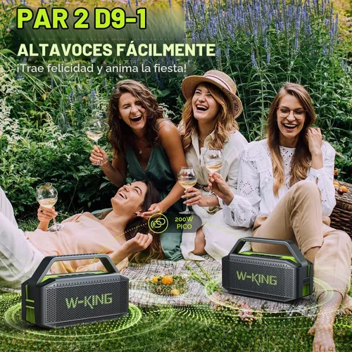 Vista 5 de Altavoz Bluetooth portátil de 100 W (pico) fuerte con graves profundos, altavoces impermeables W-KING IPX6 Bluetooth inalámbrico, radiador pasivo