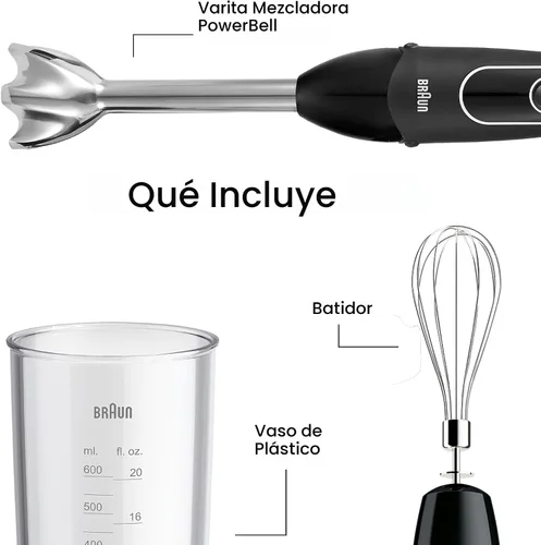 Vista 8 de Braun MQ505 Multiquick batidora de mano, color negro