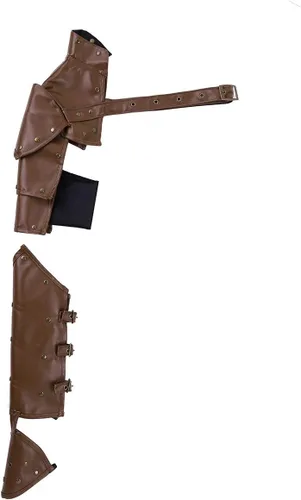 Vista 3 de iEFiEL 2 piezas steampunk armaduras de hombro remaches de metal PU cuero retro brazalete armadura armadura Shrug Knight Cosplay traje