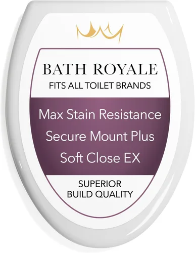 Vista 12 de Bath Royale Asiento de inodoro redondo de cierre suave con tapa BR500-00 blanco, cómodo, duradero, resistente, resistente a las manchas y fácil