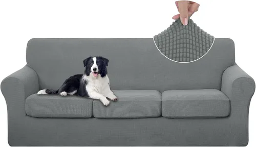 Vista 70 de U-NICE HOME Funda elástica para sofá de 3 piezas, funda de sofá lavable con cojín de asiento individual para sofá de 2 cojines, apta para mascotas