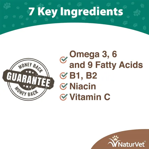 Vista 2 de NaturVet Fórmula de levadura seca de cerveza con sabor a ajo - Plus Omegas Rico en ácidos grasos omega-3, 6 y 9 Fortificado con B1, B2, niacina