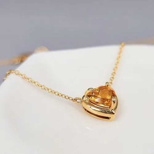 Vista 30 de 18K Solid Yellow Gold Genuine Gemstone Choker Necklace, 15 inches Chain Pendant Dainty Necklace gift for her