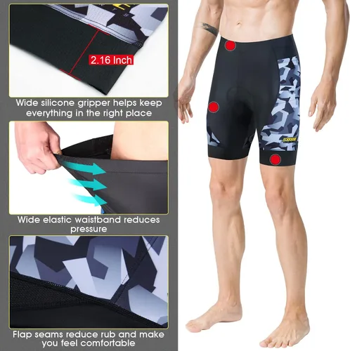 Vista 13 de Souke Sports Pantalones cortos de ciclismo acolchados para hombre, cómodos pantalones de ciclismo de carretera