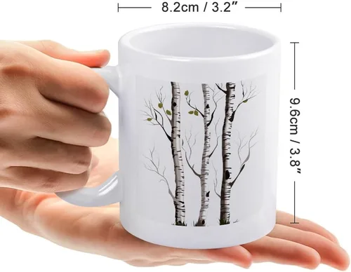 Vista 2 de Birch Tree Coffee Cup Ceramic, Sublimation Mugs with Large Handle for Tea, Personalized Machine Washable Drinking Mug for Buffets, Home, And