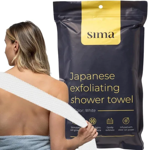 Vista 10 de Toalla exfoliante para la cara y el cuerpo - Toalla exfoliante japonesa con fibras hexagonales, exfoliante corporal con 2 lados para frotar y lavar
