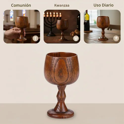 Vista 4 de I-MART Copa de cáliz de madera hecha a mano de 5 onzas de madera de azufaifo para copas de comunión, copa de cáliz de madera para iglesias, hogar