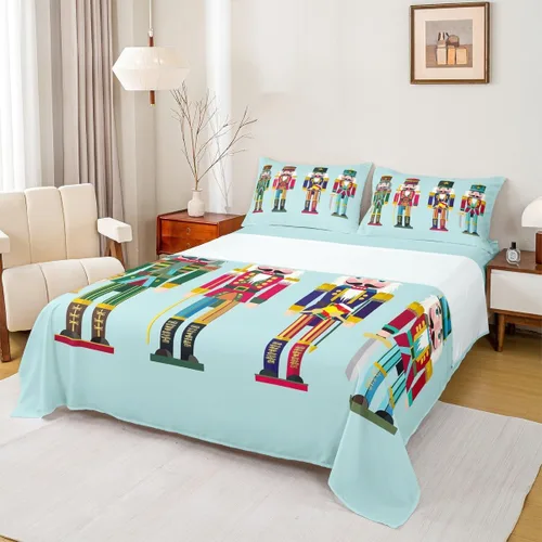 Vista 20 de Erosebridal Juego de sábanas bajeras de Navidad tamaño Queen, diseño de copos de nieve, color negro, gris, degradado, para niños y niñas, juego