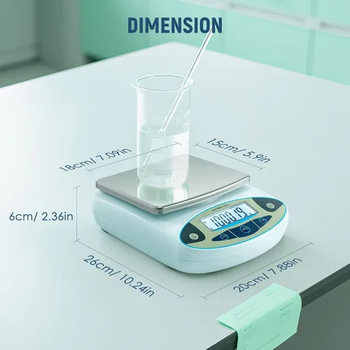 Vista 6 de Antstone Balanza de laboratorio 6000 g x 0,01 g Balanza digital de gramo 0,01 g de precisión Balanza analítica científica de alta precisión