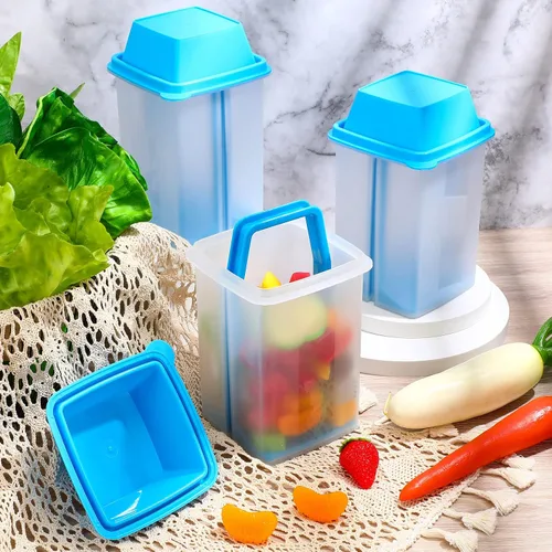 Vista 7 de Chengu 3 Recipientes para Encurtidos de Jalapeño con Coladores, Dispensadores Cuadrados para Almacenamiento de Condimentos y Alimentos, Portador