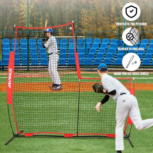 Vista 8 de 7FT Batting Screen, I-Screen L-Screen Pitching Net for Pitcher