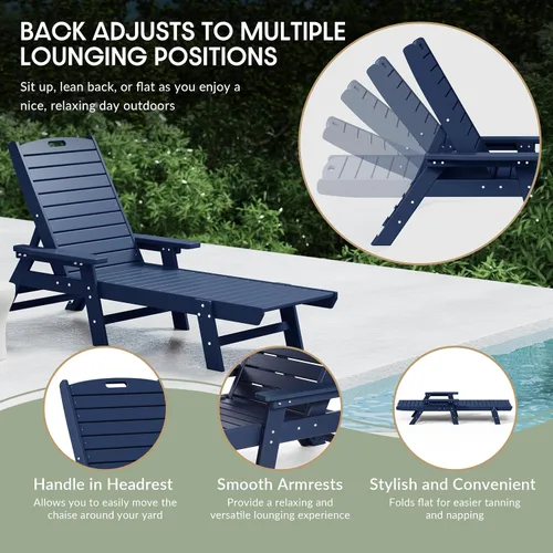Vista 4 de WestinTrends Malibu Poly - Tumbona reclinable azul marino