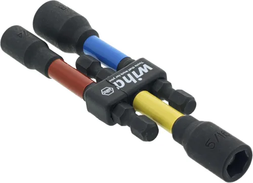 Vista 3 de Wiha 70489 Juego de 3 piezas de tuercas magnéticas codificadas por colores SAE de 3 pulgadas