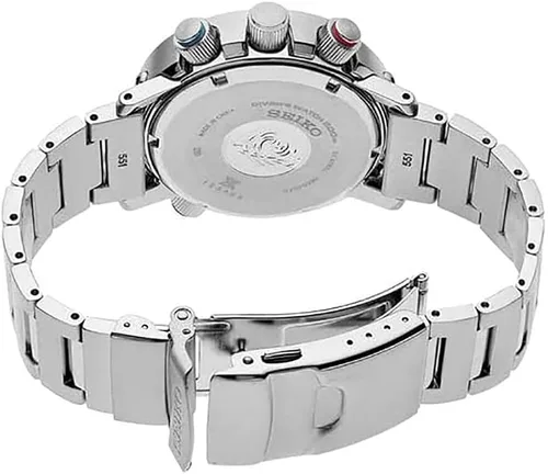 Vista 3 de Seiko Reloj de cuarzo solar con esfera negra plateada de acero inoxidable para hombre Negro - Reloj de cuarzo