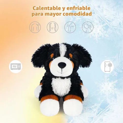 Vista 3 de SuzziPals Perro gran boyero suizo de peluche calefactable y enfriable, almohadilla térmica apta para microondas para calma y relajación, perro