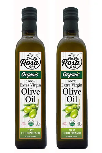 Vista 7 de Aceite de oliva virgen extra 100% orgánico - De La Rosa 1 litro - Primero prensado en frío, vegano, sin gluten y kosher Afrutado y con cuerpo