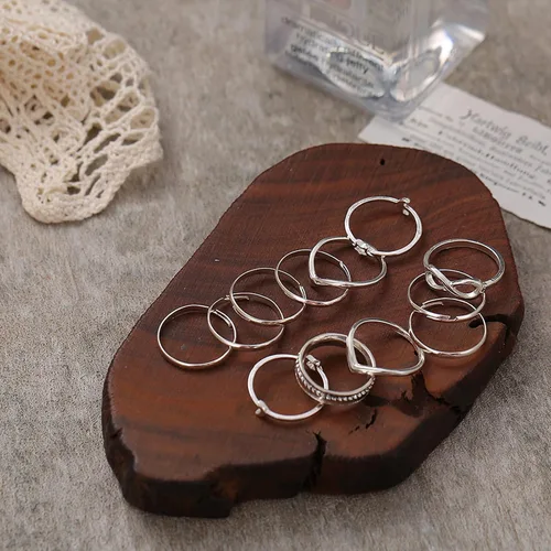 Vista 3 de Long tiantian Anillos para adolescentes y niñas, conjuntos de anillos apilables para mujeres, anillos vintage para nudillos, regalos