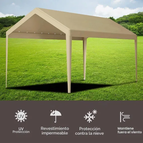 Vista 4 de Cubierta de toldo de repuesto para cochera, cubierta superior de repuesto para marco de cochera de 10' x 20', lona impermeable y protegida contra
