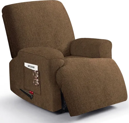 Vista 47 de 3 fundas elásticas para sillas reclinables, fundas de tela de felpa y protectores duraderos de muebles para niños y mascotas (1 plaza, negro)
